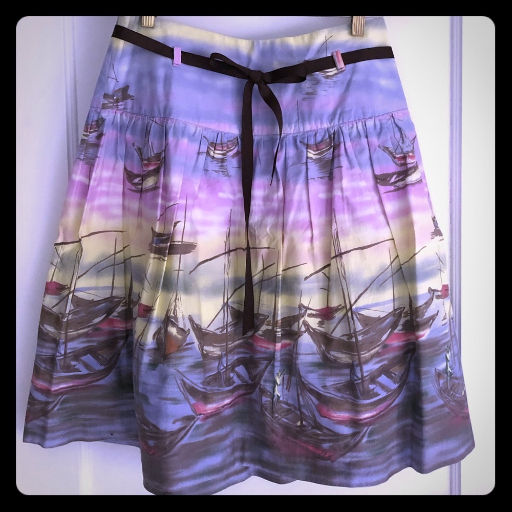 Anthropologie skirt with beautiful sunset.